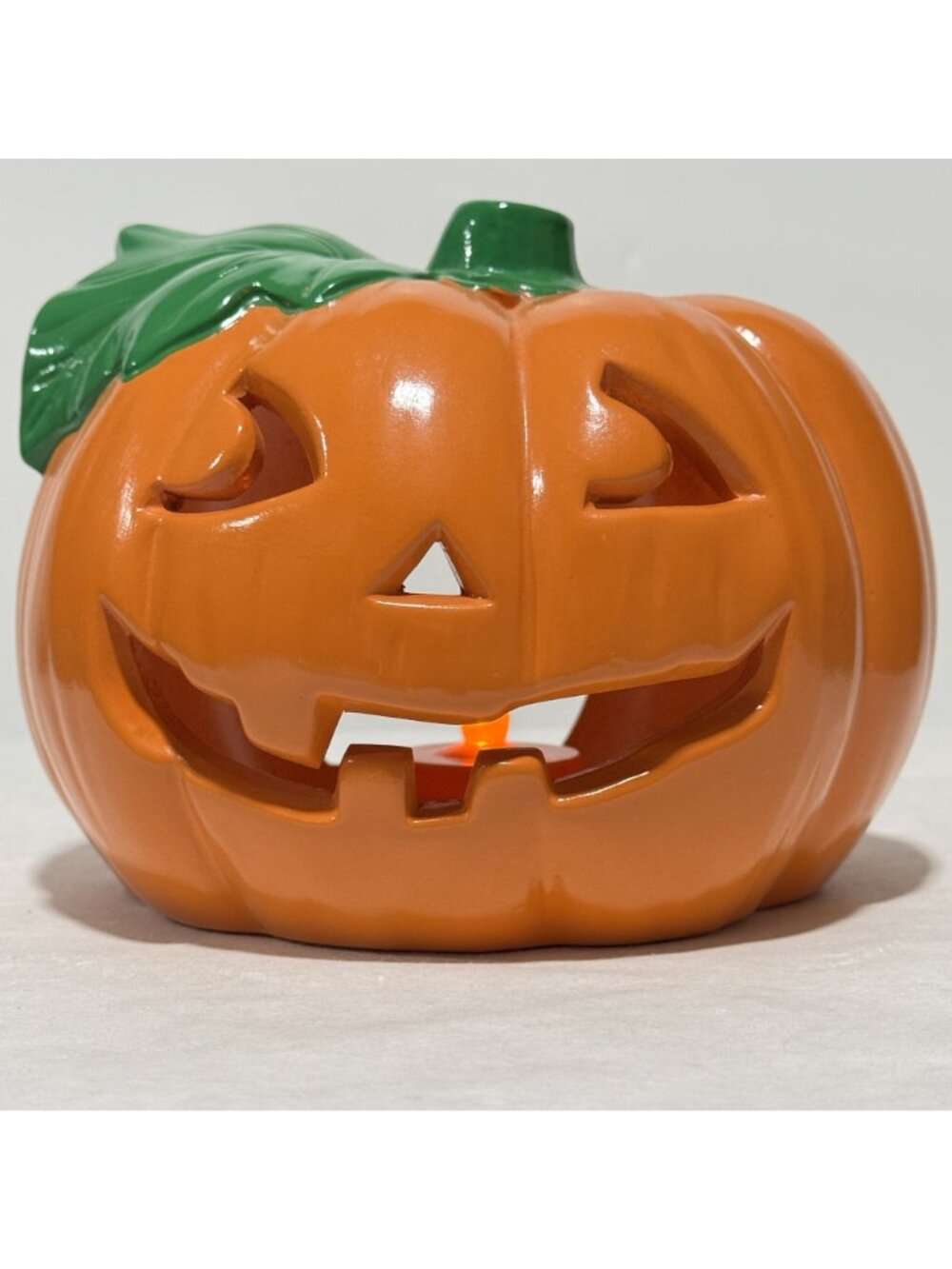 Vtg 1988 Flambro Ceramic Jack O' Lantern Pumpkin Halloween Candle Holder #1542A - Picture 15 of 16